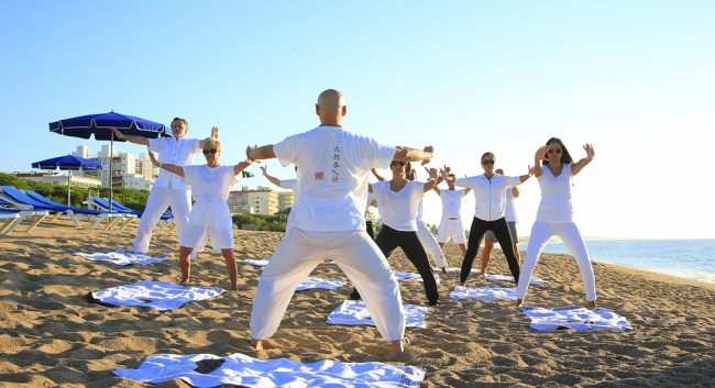 people doing yoga